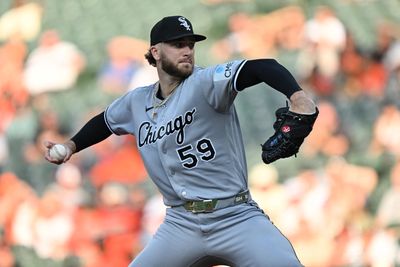 Jun 29, 2026; Baltimore, Maryland, USA;  Chicago White Sox pitcher Sean Burke (59) pitches in the first inning against the Baltimore Orioles at Oriole Park at Camden Yards. Mandatory Credit: Jamie Sabau-Imagn Images