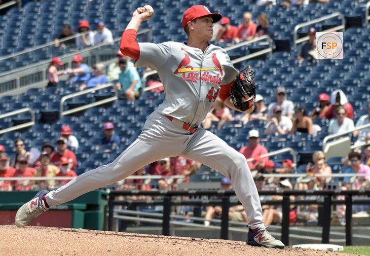 WASHINGTON, DC - July 07: St. Louis Cardinals pitcher Kyle Gibson (44) pitches during the St. Louis Cardinals versus the Washington Nationals on July 7, 2024 at Nationals Park in Washington, D.C. (Photo by Mark Goldman/Icon Sportswire)