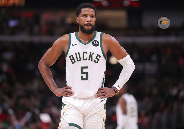 CHICAGO, IL - NOVEMBER 30: Malik Beasley #5 of the Milwaukee Bucks looks on during the second half against the Chicago Bulls at the United Center on November 30, 2023 in Chicago, Illinois. (Photo by Melissa Tamez/Icon Sportswire)