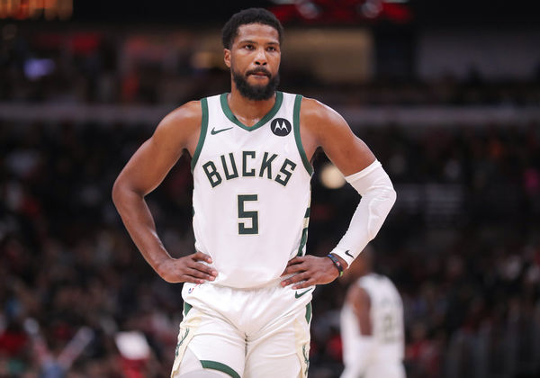 CHICAGO, IL - NOVEMBER 30: Malik Beasley #5 of the Milwaukee Bucks looks on during the second half against the Chicago Bulls at the United Center on November 30, 2023 in Chicago, Illinois. (Photo by Melissa Tamez/Icon Sportswire)