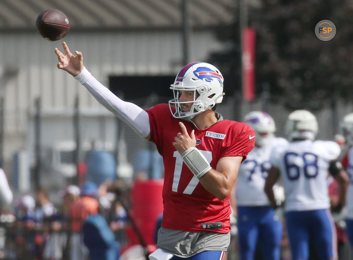 Bills quarterback Josh Allen sends the ball downfield on a deep route. Shawn Dowd/Rochester Democrat and Chronicle / USA TODAY