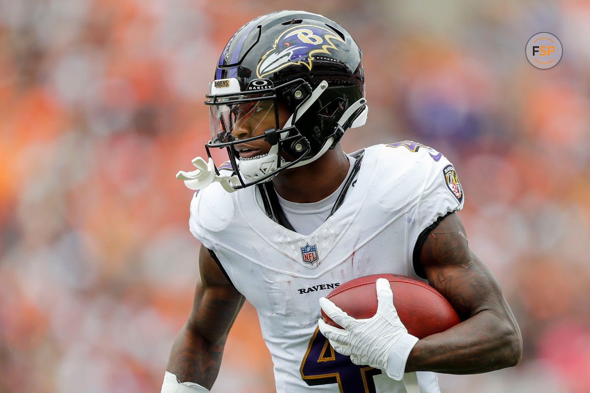 Sep 17, 2023; Cincinnati, Ohio, USA; Baltimore Ravens wide receiver Zay Flowers (4) runs with the ball against the Cincinnati Bengals in the second half at Paycor Stadium. Credit: Katie Stratman-USA TODAY Sports