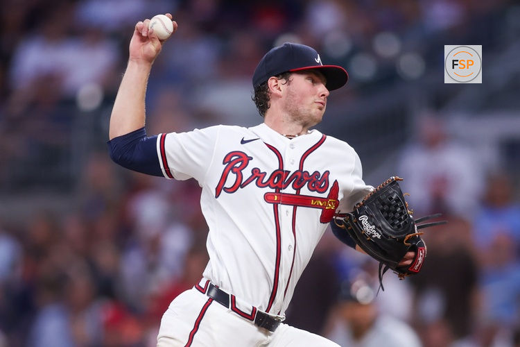 Apr 29, 2026; Atlanta, Georgia, USA; Atlanta Braves starting pitcher JR Ritchie (60) throws against the Detroit Tigers in the fourth inning at Truist Park. Credit: Brett Davis-Imagn Images