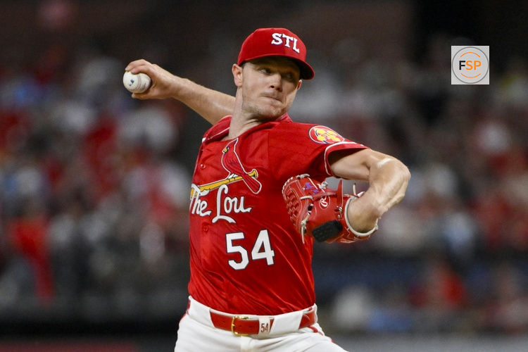 Sep 19, 2025; St. Louis, Missouri, USA;  St. Louis Cardinals starting pitcher Sonny Gray (54) pitches against the Milwaukee Brewers during the first inning at Busch Stadium. Credit: Jeff Curry-Imagn Images