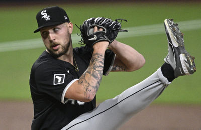 Sep 20, 2024; San Diego, California, USA; Chicago White Sox starting pitcher Garrett Crochet (45) pitches against the San Diego Padres during the second inning at Petco Park. Mandatory Credit: Orlando Ramirez-Imagn Images