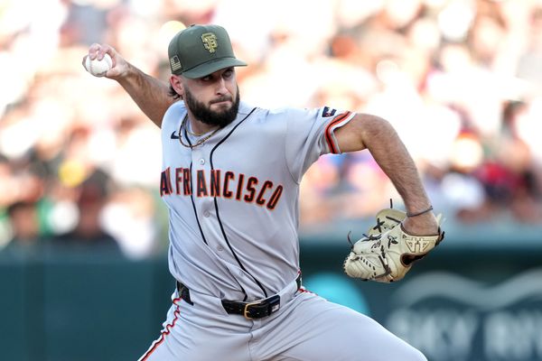 May 16, 2026; West Sacramento, California, USA; San Francisco Giants starting pitcher Trevor McDonald (72) throws a pitch against the Athletics during the first inning at Sutter Health Park. Mandatory Credit: Darren Yamashita-Imagn Images