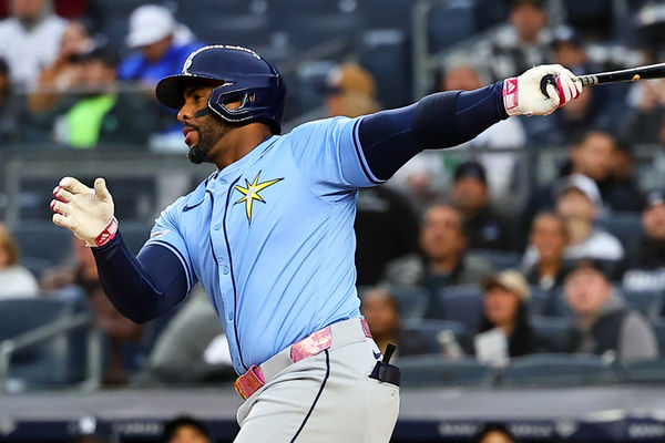 BRONX, NY - APRIL 19:  Yandy Díaz #2 of the Tampa Bay Rays at bat during the first inning of  the Major League Baseball game against the New York Yankees on April 19, 2024 at Yankee Stadium in the Bronx, New York.  (Photo by Rich Graessle/Icon Sportswire)
