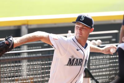 Aug 22, 2026; Seattle, Washington, USA; Seattle Mariners starting pitcher Kade Anderson (13) warms up in the bullpen before a game against the Chicago Cubs at T-Mobile Park. Mandatory Credit: Joe Nicholson-Imagn Images