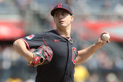 Apr 20, 2025; Pittsburgh, Pennsylvania, USA;  Cleveland Guardians starting pitcher Logan Allen (26) pitches against the Pittsburgh Pirates during the first inning at PNC Park. Mandatory Credit: Charles LeClaire-Imagn Images