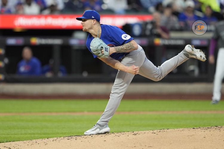 May 10, 2025; New York City, New York, USA; Chicago Cubs pitcher Cade Horton (22) delivers a pitch against the New York Mets during the second inning at Citi Field. Credit: Gregory Fisher-Imagn Images