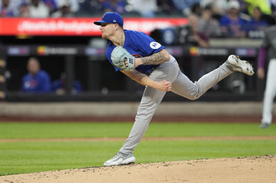 May 10, 2025; New York City, New York, USA; Chicago Cubs pitcher Cade Horton (22) delivers a pitch against the New York Mets during the second inning at Citi Field. Mandatory Credit: Gregory Fisher-Imagn Images