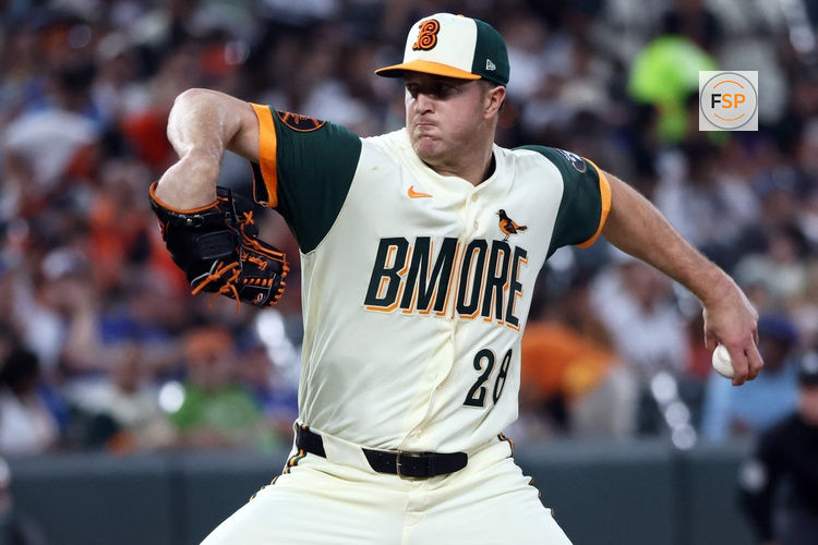 May 29, 2026; Baltimore, Maryland, USA; Baltimore Orioles pitcher Trevor Rogers (28) throws during the sixth inning against the Toronto Blue Jays at Oriole Park at Camden Yards. Credit: Daniel Kucin Jr.-Imagn Images