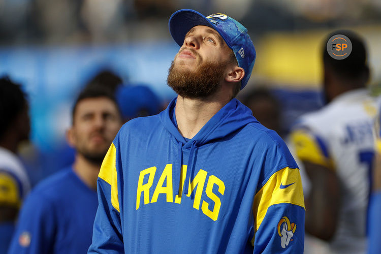 INGLEWOOD, CA - JANUARY 01: Los Angeles Rams wide receiver Cooper Kupp (10) stands on the sideline during an NFL regular season game between the Los Angeles Rams and the Los Angeles Chargers on January 01, 2023, at SoFi Stadium in Inglewood, CA. (Photo by Brandon Sloter/Icon Sportswire)