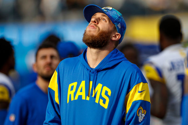 INGLEWOOD, CA - JANUARY 01: Los Angeles Rams wide receiver Cooper Kupp (10) stands on the sideline during an NFL regular season game between the Los Angeles Rams and the Los Angeles Chargers on January 01, 2023, at SoFi Stadium in Inglewood, CA. (Photo by Brandon Sloter/Icon Sportswire)