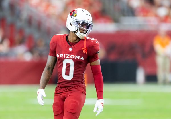 Aug 9, 2025; Glendale, Arizona, USA; Arizona Cardinals cornerback Will Johnson (0) against the Kansas City Chiefs during a preseason NFL game at State Farm Stadium. Mandatory Credit: Mark J. Rebilas-Imagn Images