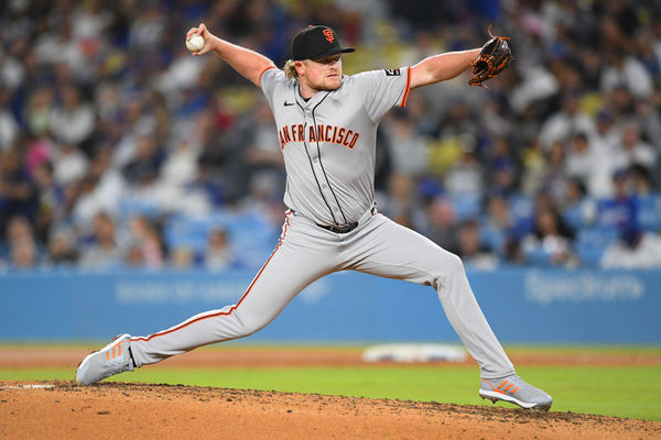 LOS ANGELES, CA - APRIL 02: San Francisco Giants pitcher Logan Webb (62) throws a pitch during the MLB game between the San Francisco Giants and the Los Angeles Dodgers on April 2, 2024 at Dodger Stadium in Los Angeles, CA. (Photo by Brian Rothmuller/Icon Sportswire)
