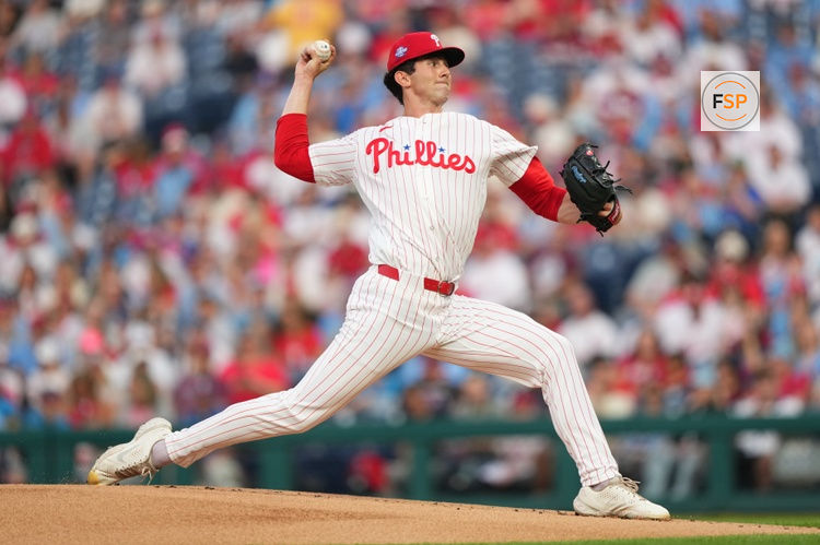 Mar 31, 2026; Philadelphia, Pennsylvania, USA; Philadelphia Phillies starting pitcher Andrew Painter (24) throws a pitch against the Washington Nationals in the first inning at Citizens Bank Park. Credit: Kyle Ross-Imagn Images