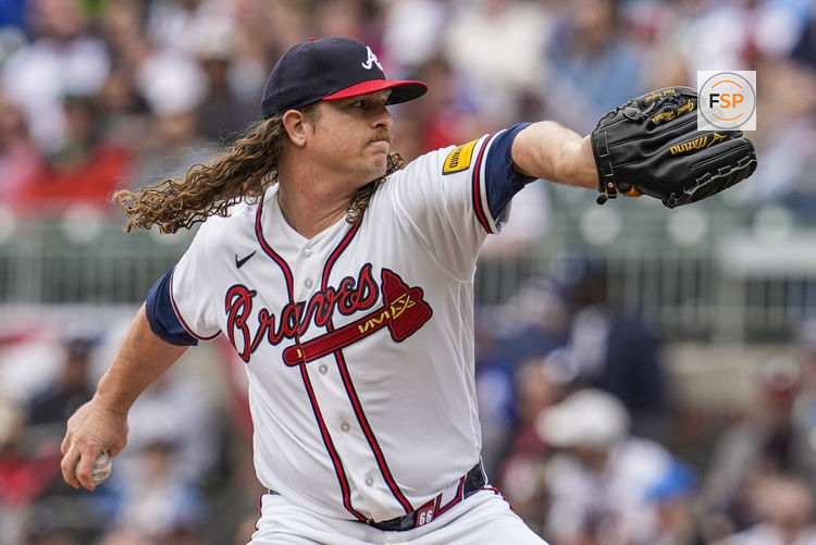 Mar 29, 2026; Cumberland, Georgia, USA; Atlanta Braves pitcher Grant Holmes (66) pitches against the Kansas City Royals during the first inning at Truist Park. Credit: Dale Zanine-Imagn Images