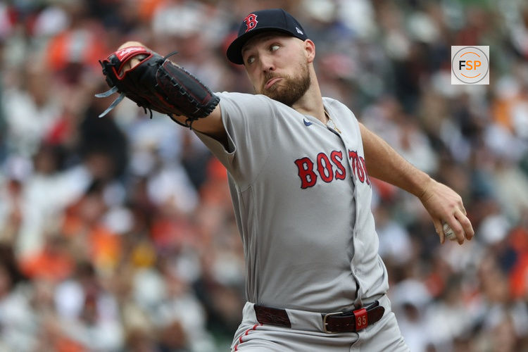 Apr 25, 2026; Baltimore, Maryland, USA; Boston Red Sox pitcher Garrett Crochet (35) throws during the first inning against the Baltimore Orioles at Oriole Park at Camden Yards. Credit: Daniel Kucin Jr.-Imagn Images