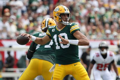 Oct 4, 2026; Tampa, Florida, USA;  Green Bay Packers quarterback Jordan Love (10) throws the ball during the first quarter against the Tampa Bay Buccaneers at Raymond James Stadium.  Mandatory Credit: Matt Pendleton-Imagn Images
