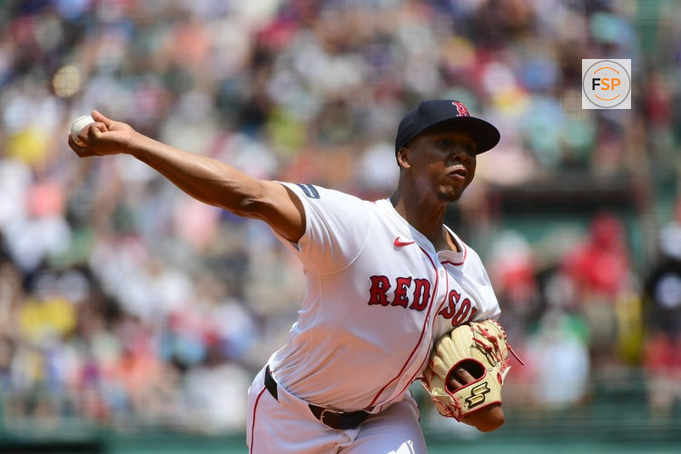 Jul 14, 2024; Boston, Massachusetts, USA;  Boston Red Sox starting pitcher Brayan Bello (66) pitches during the first inning against the Kansas City Royals at Fenway Park. Mandatory Credit: Bob DeChiara-USA TODAY Sports