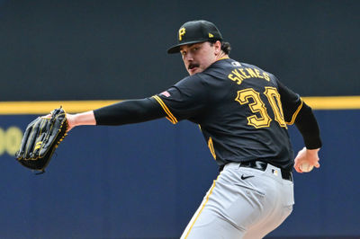 Jul 11, 2024; Milwaukee, Wisconsin, USA; Pittsburgh Pirates pitcher Paul Skenes (30) pitches against the Milwaukee Brewers in the first inning at American Family Field. Mandatory Credit: Benny Sieu-USA TODAY Sports