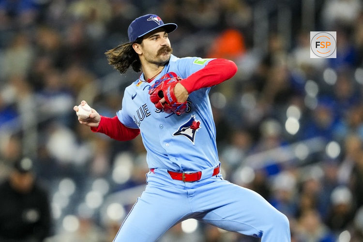 May 13, 2026; Toronto, Ontario, CAN;  Toronto Blue Jays pitcher Dylan Cease (84) pitches against the Tampa Bay Rays during the first inning at Rogers Centre. Credit: Kevin Sousa-Imagn Images