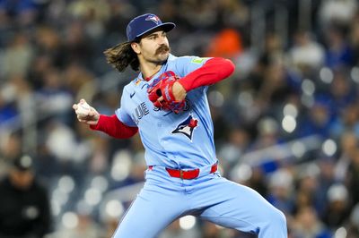 May 13, 2026; Toronto, Ontario, CAN;  Toronto Blue Jays pitcher Dylan Cease (84) pitches against the Tampa Bay Rays during the first inning at Rogers Centre. Mandatory Credit: Kevin Sousa-Imagn Images