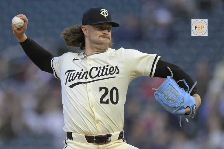 MINNEAPOLIS, MN - MAY 03: Minnesota Twins pitcher Chris Paddack (20) delivers a pitch during the third inning of a MLB game between the Minnesota Twins and Boston Red Sox on May 3, 2024, at Target Field in Minneapolis, MN.(Photo by Nick Wosika/Icon Sportswire)

