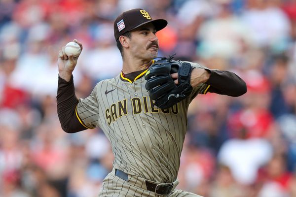 CLEVELAND, OH - JULY 20: San Diego Padres starting pitcher Dylan Cease (84) delivers a pitch to the plate during the second inning of the Major League Baseball Interleague game between the San Diego Padres and Cleveland Guardians on July 20, 2024, at Progressive Field in Cleveland, OH. (Photo by Frank Jansky/Icon Sportswire)