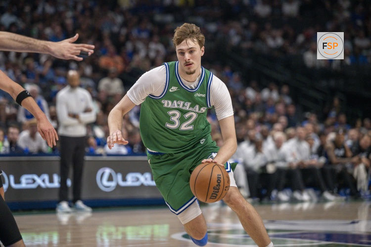 Apr 3, 2026; Dallas, Texas, USA; Dallas Mavericks forward Cooper Flagg (32) drives to the basket during the game between the Mavericks and the Magic at American Airlines Center. Credit: Jerome Miron-Imagn Images