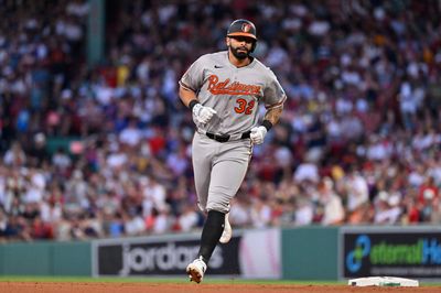 Jul 20, 2026; Boston, Massachusetts, USA; Baltimore Orioles third baseman Christian Encarnacion-Strand (32) runs out the bases after hitting a home run against the Boston Red Sox during the fifth inning at Fenway Park. Mandatory Credit: Eric Canha-Imagn Images