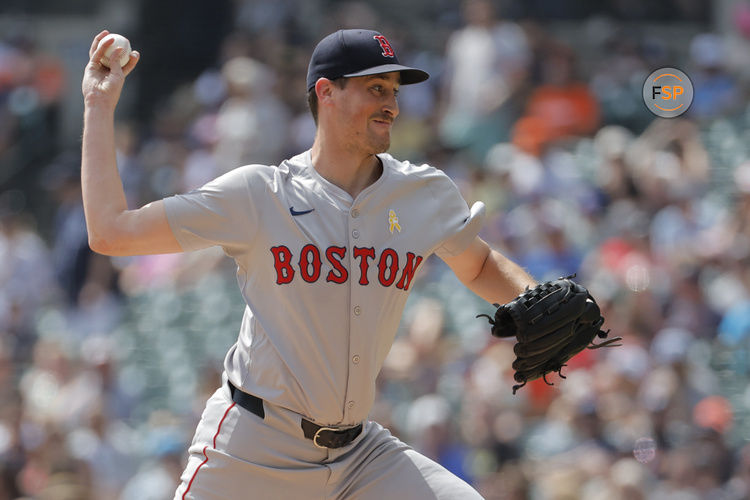 Sep 1, 2024; Detroit, Michigan, USA;  Boston Red Sox pitcher Cooper Criswell (64) pitches in the first inning against the Detroit Tigers at Comerica Park. Credit: Rick Osentoski-USA TODAY Sports