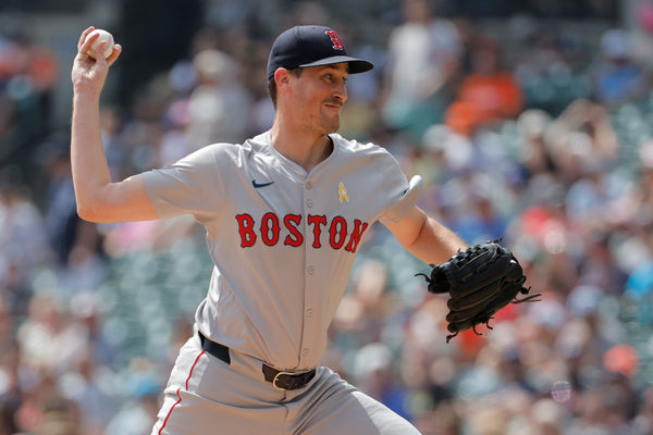 Sep 1, 2024; Detroit, Michigan, USA;  Boston Red Sox pitcher Cooper Criswell (64) pitches in the first inning against the Detroit Tigers at Comerica Park. Mandatory Credit: Rick Osentoski-USA TODAY Sports