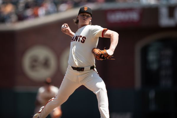 May 14, 2025; San Francisco, California, USA; San Francisco Giants pitcher Hayden Birdsong (60) delivers a pitch against the Arizona Diamondbacks during the fourth inning at Oracle Park. Mandatory Credit: D. Ross Cameron-Imagn Images