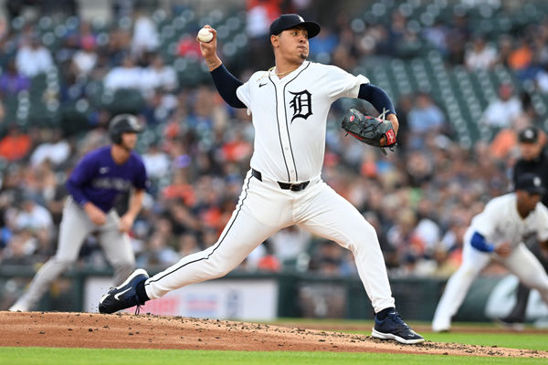 Sep 10, 2024; Detroit, Michigan, USA; Detroit Tigers starting pitcher Keider Montero (54) throws a pitch against the Colorado Rockies in the second inning at Comerica Park. Mandatory Credit: Lon Horwedel-Imagn Images