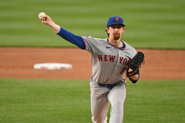 May 19, 2026; Washington, District of Columbia, USA;  New York Mets starting pitcher Nolan McLean (26) throws a pitch against the Washington Nationals during the first inning at Nationals Park. Mandatory Credit: Rafael Suanes-Imagn Images