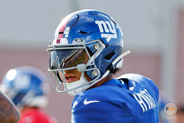 EAST RUTHERFORD, NJ - AUGUST 01:  Jalin Hyatt #84 of the New York Giants during training camp at the Quest Diagnostics Training Center on August 1, 2023 in East Rutherford, New Jersey.  (Photo by Rich Graessle/Icon Sportswire)