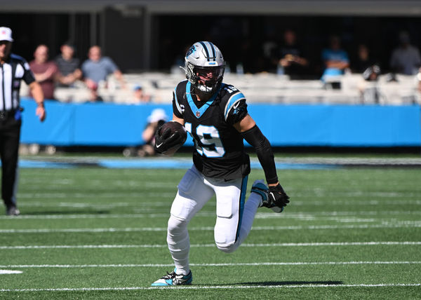 CHARLOTTE, NC - OCTOBER 29: Carolina Panthers WR Adam Thielen runs for yardage during the NFL game featuring the Houston Texans and the Carolina Panthers on October 29, 2023 at Bank of America Stadium in Charlotte, NC. (Photo by John Rivera/Icon Sportswire)