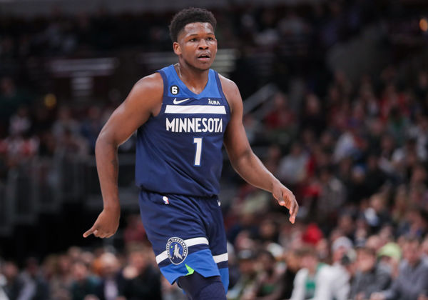 CHICAGO, IL - MARCH 17: Minnesota Timberwolves guard Anthony Edwards (1) looks on during a NBA game between the Minnesota Timberwolves and the Chicago Bulls on March 17, 2023 at the United Center in Chicago, IL. (Photo by Melissa Tamez/Icon Sportswire)