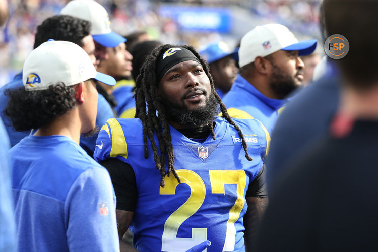 INGLEWOOD, CA - OCTOBER 30:Los Angeles Rams running back Darrell Henderson Jr. (27)  during the NFL game between the San Francisco 49ers and the Los Angeles on October 30, 2022, at SoFi Stadium in Inglewood, CA. (Photo by Jevone Moore/Icon Sportswire)