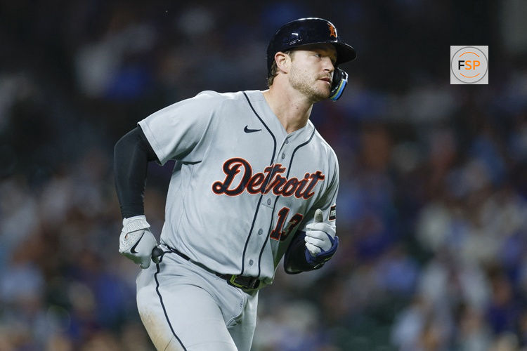 Jul 21, 2026; Chicago, Illinois, USA; Detroit Tigers designated hitter Dillon Dingler (13) rounds the bases after hitting a two-run home run against the Chicago Cubs during the ninth inning at Wrigley Field. Credit: Kamil Krzaczynski-Imagn Images