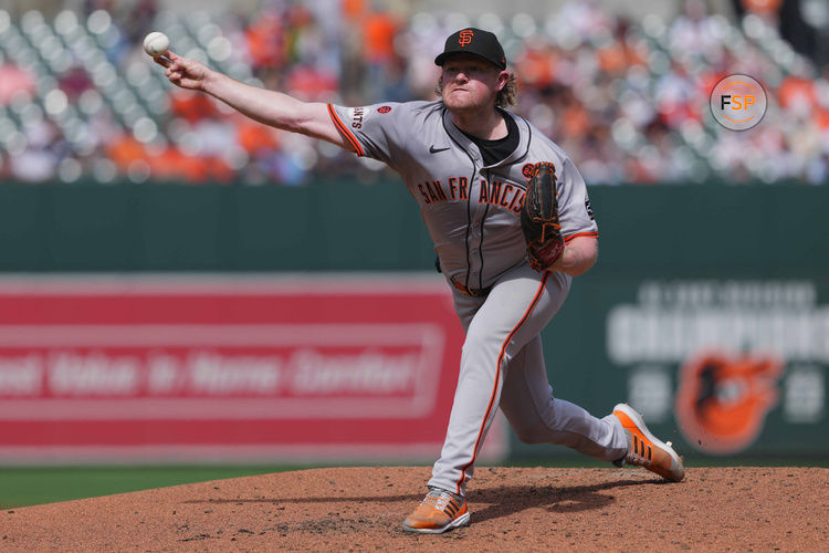 Sep 19, 2024; Baltimore, Maryland, USA; San Francisco Giants pitcher Logan Webb (62) delivers in the second inning against the Baltimore Orioles at Oriole Park at Camden Yards. Credit: Mitch Stringer-Imagn Images