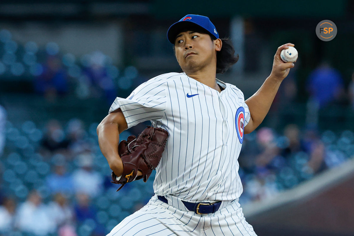 Sep 4, 2024; Chicago, Illinois, USA; Chicago Cubs starting pitcher Shota Imanaga (18) delivers a pitch against the Pittsburgh Pirates during the first inning at Wrigley Field. Credit: Kamil Krzaczynski-Imagn Images