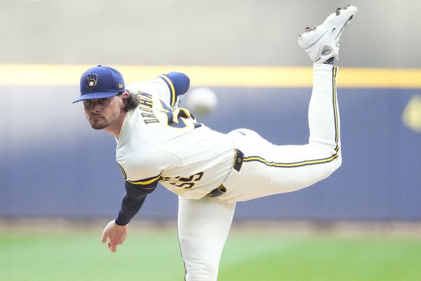 Jul 1, 2026; Milwaukee, Wisconsin, USA; Milwaukee Brewers pitcher Shane Drohan (55) delivers a pitch against the Cincinnati Reds in the first inning at American Family Field. Mandatory Credit: Michael McLoone-Imagn Images