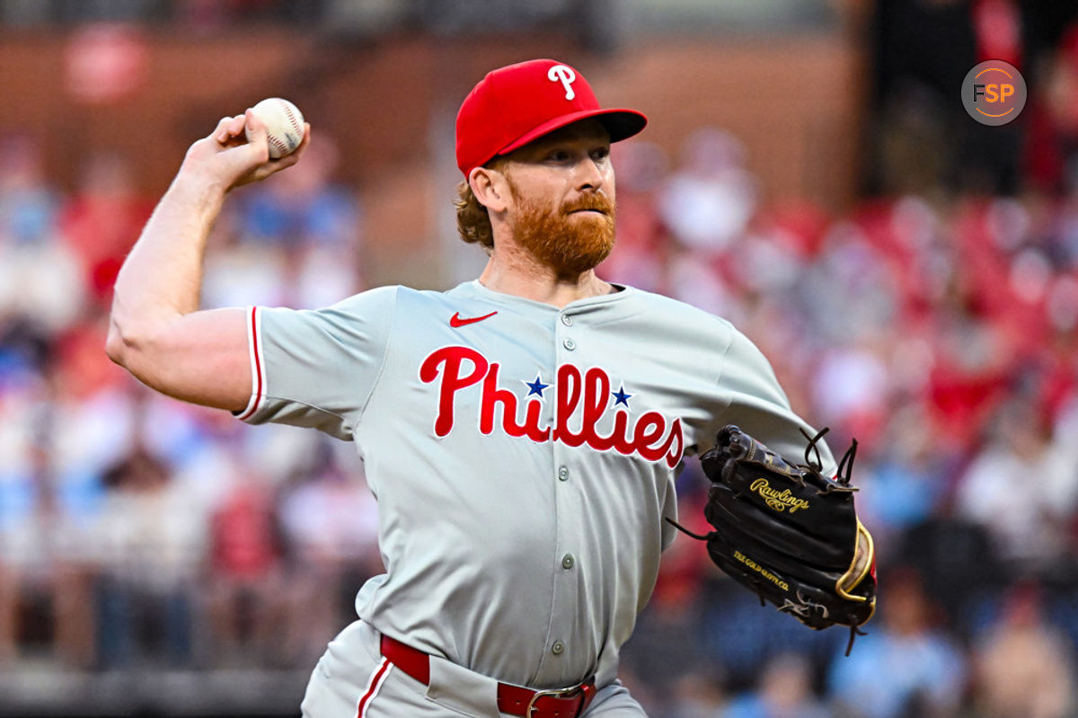 ST. LOUIS, MO - Apr 8: Philadelphia Phillies pitcher Spencer Turnbull (22) throws a pitch during a game between the Philadelphia Phillies and the St. Louis Cardinals on Monday April 8, 2024, at Busch Stadium in St. Louis MO (Photo by Rick Ulreich/Icon Sportswire)