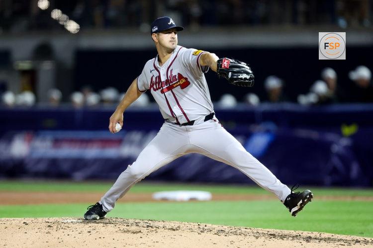 Aug 23, 2026; Williamsport, PA, USA;  Atlanta Braves starting pitcher Tyler Mahle (54) throws a pitch during the fourth inning of the MLB Little League Classic against the Milwaukee Brewers at Journey Bank Ballpark at Historic Bowman Field.  Credit: Matthew O'Haren-Imagn Images