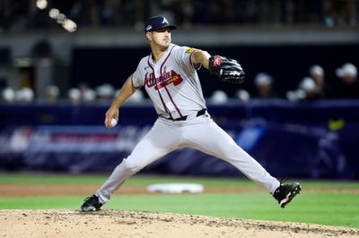 Aug 23, 2026; Williamsport, PA, USA;  Atlanta Braves starting pitcher Tyler Mahle (54) throws a pitch during the fourth inning of the MLB Little League Classic against the Milwaukee Brewers at Journey Bank Ballpark at Historic Bowman Field.  Mandatory Credit: Matthew O'Haren-Imagn Images
