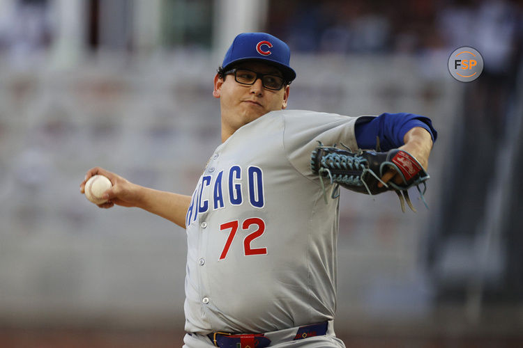 ATLANTA, GA - MAY 15: Chicago Cubs pitcher Javier Assad (72) delivers a pitch during the MLB game between the Chicago Cubs and the Atlanta Braves on May 15, 2024 at TRUIST Park in Atlanta, GA. (Photo by Jeff Robinson/Icon Sportswire)