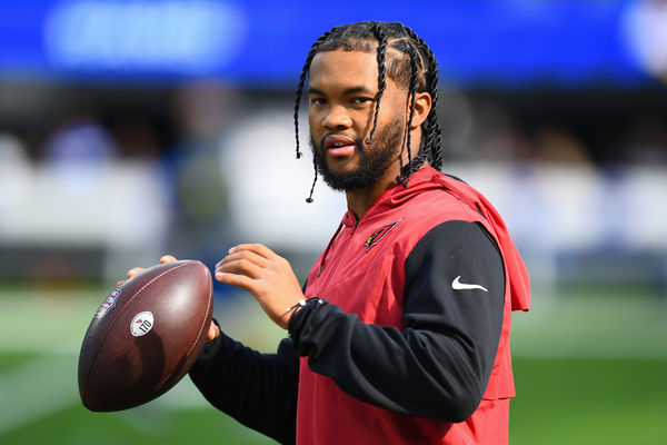 INGLEWOOD, CA - NOVEMBER 13: Injured Arizona Cardinals quarterback Kyler Murray (1) looks on before the NFL game between the Arizona Cardinals and the Los Angeles Rams on November 13, 2022, at SoFi Stadium in Inglewood, CA. (Photo by Brian Rothmuller/Icon Sportswire)